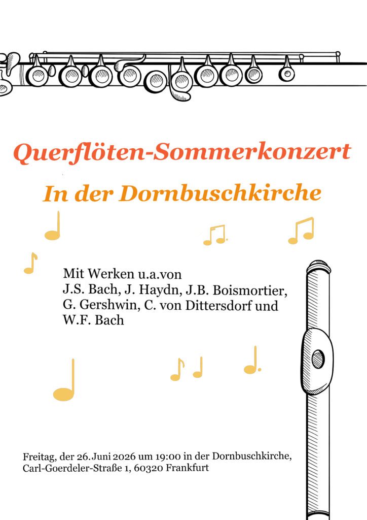 Querflöten Sommerkonzert in der Dornbuschkirche (Poster)